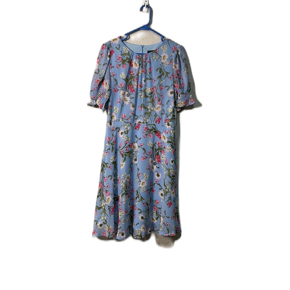 Jessica Howard Light Blue Dress Floral Flowy Modest Pattern Dress Size 12
